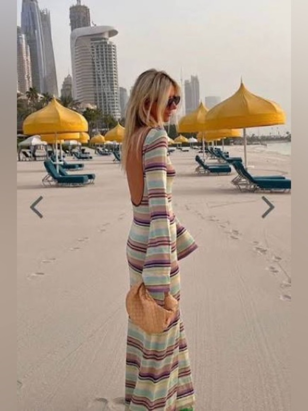 VRG GRL Women’s Rhythm n Soul Striped Maxi Dress Knit Open Back Size S